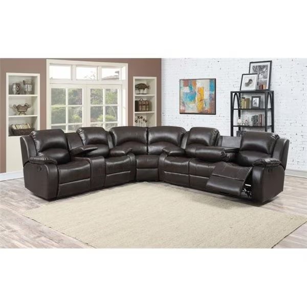 AC Pacific SAMARA-3PC-SECTIONAL Samara 3- Sectional with 4 Recliners & Storage Console, Ac Pacific, Mfr#: SAMARA-3PC-SECTIONAL